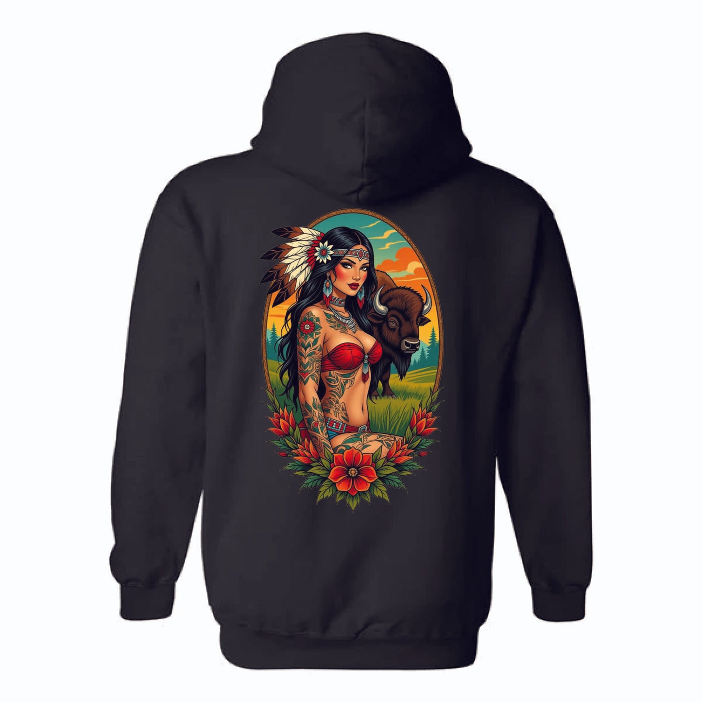 Birds Eye Women with Bison Hoodie