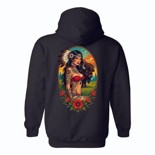 Birds Eye Women with Bison Hoodie