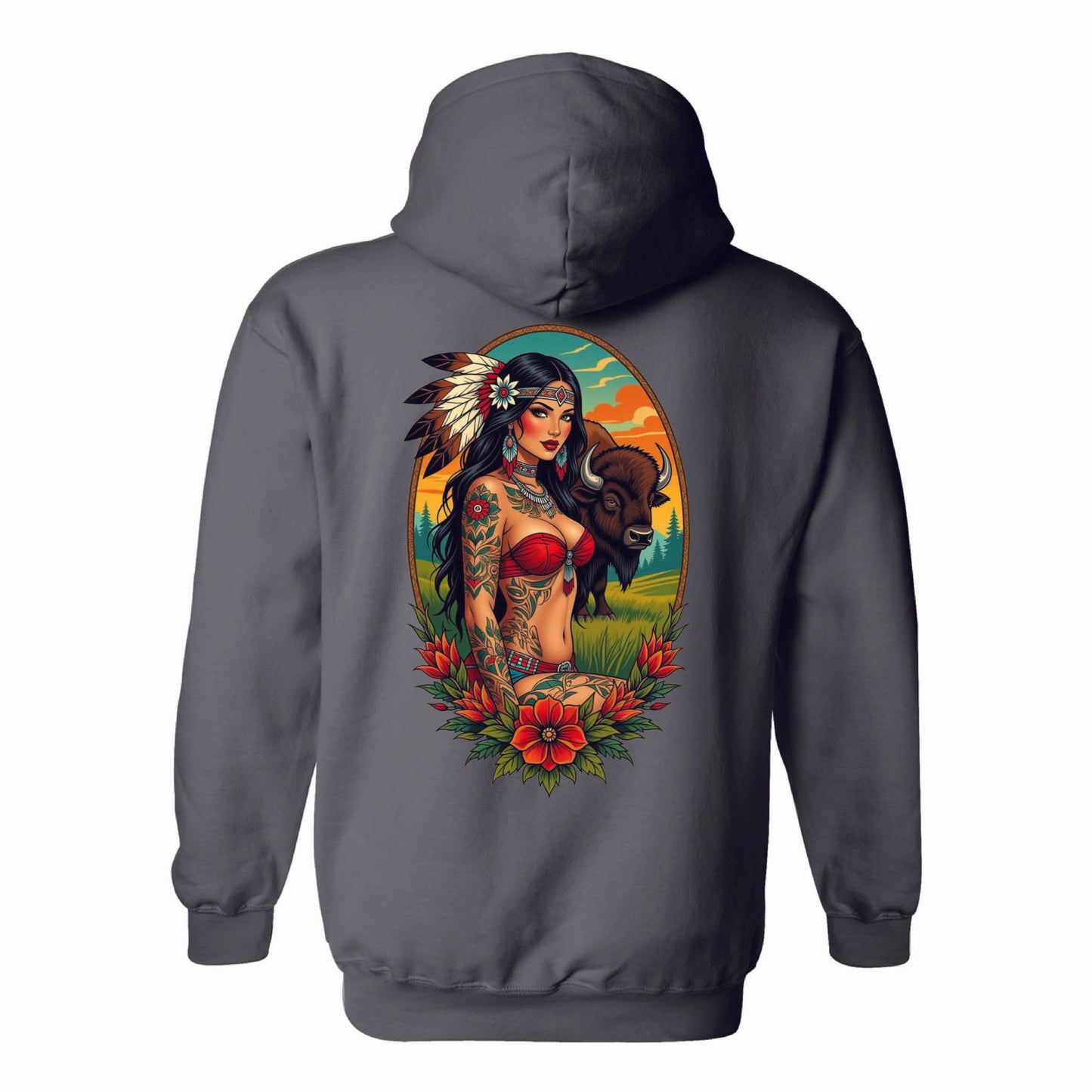 Birds Eye Women with Bison Hoodie