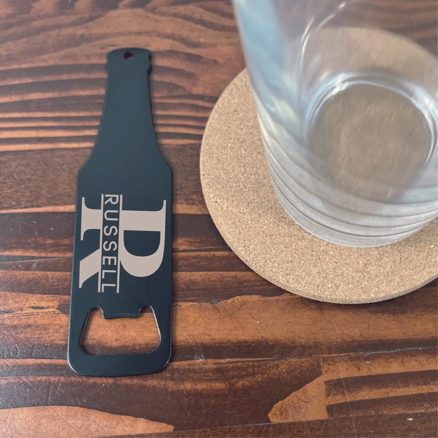 Custom Engraved Black Stainless Steel Flat Bottle Opener For Him, Golfer, Dad Wallet Beer Bottle Opener