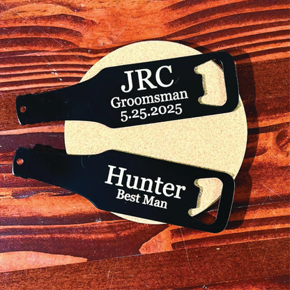 Custom Engraved Stainless Steel Flat Bottle Opener Groomsmen Wallet Beer Bottle Opener for Kitchen, Bar, Restaurant, Wedding Favor, Black