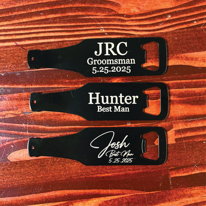 Custom Engraved Stainless Steel Flat Bottle Opener Groomsmen Wallet Beer Bottle Opener for Kitchen, Bar, Restaurant, Wedding Favor, Black