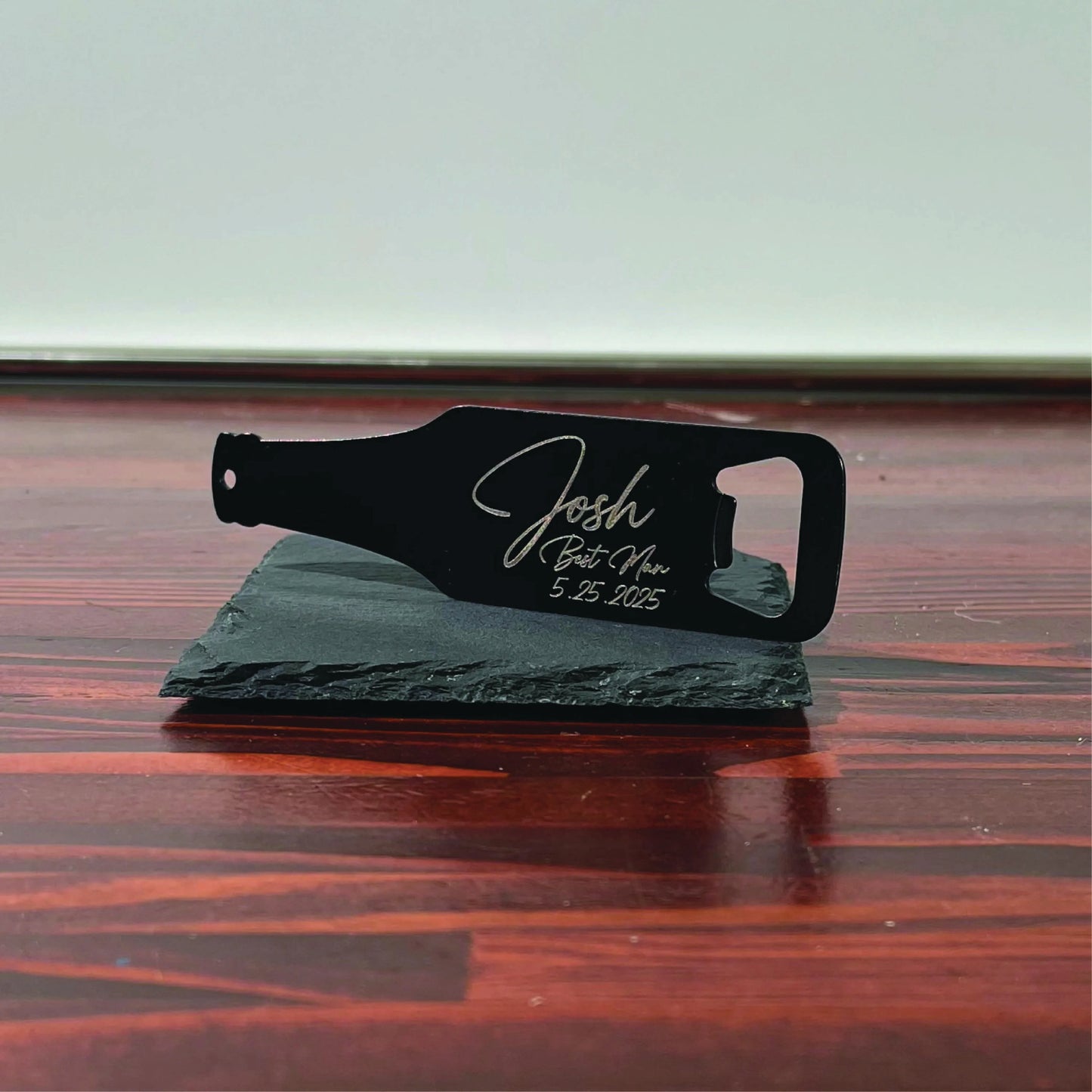 Custom Engraved Stainless Steel Flat Bottle Opener Groomsmen Wallet Beer Bottle Opener for Kitchen, Bar, Restaurant, Wedding Favor, Black