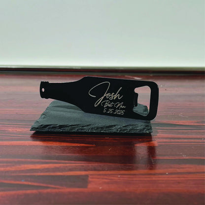 Custom Engraved Stainless Steel Flat Bottle Opener Groomsmen Wallet Beer Bottle Opener for Kitchen, Bar, Restaurant, Wedding Favor, Black