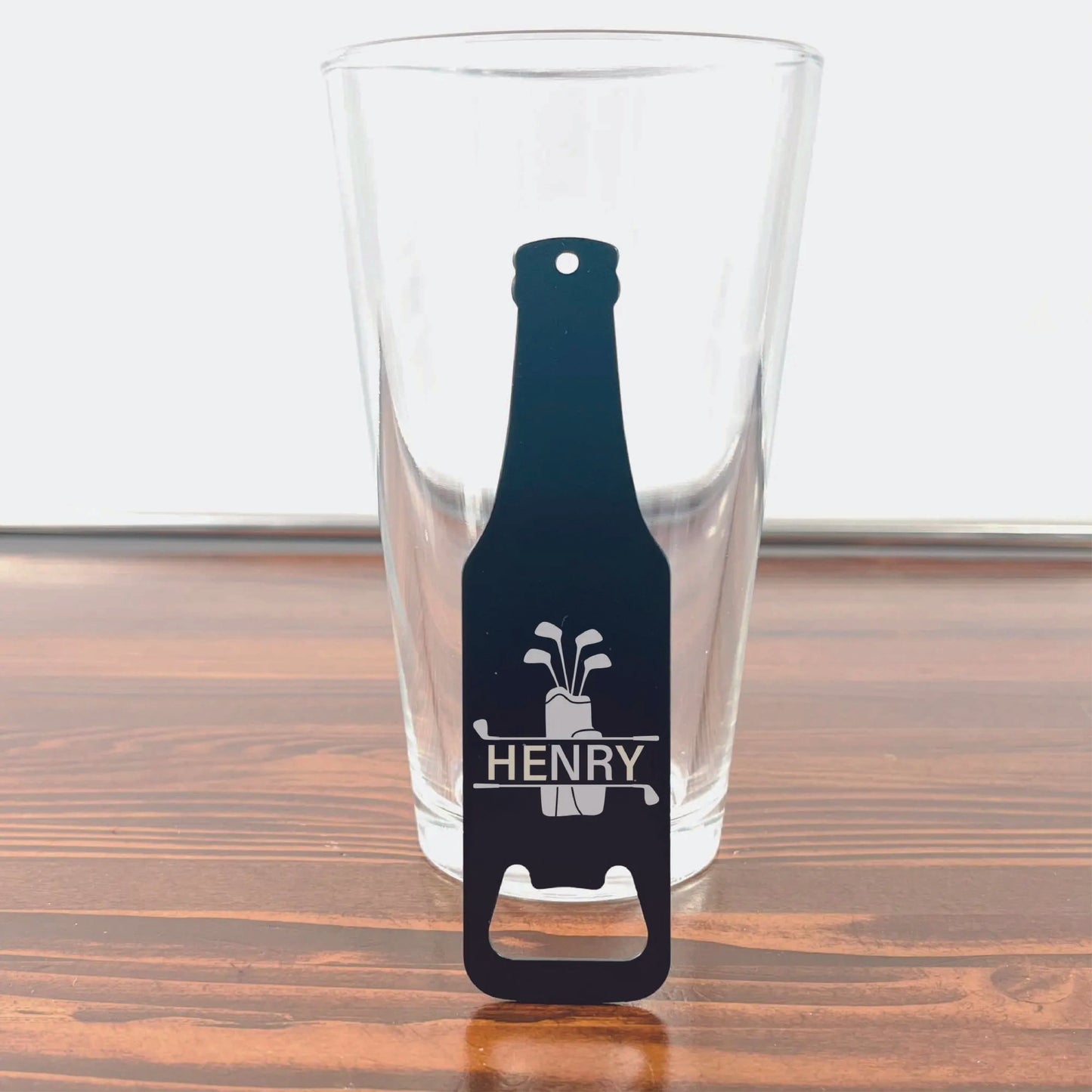 Custom Engraved Black Stainless Steel Flat Bottle Opener For Him, Golfer, Dad Wallet Beer Bottle Opener