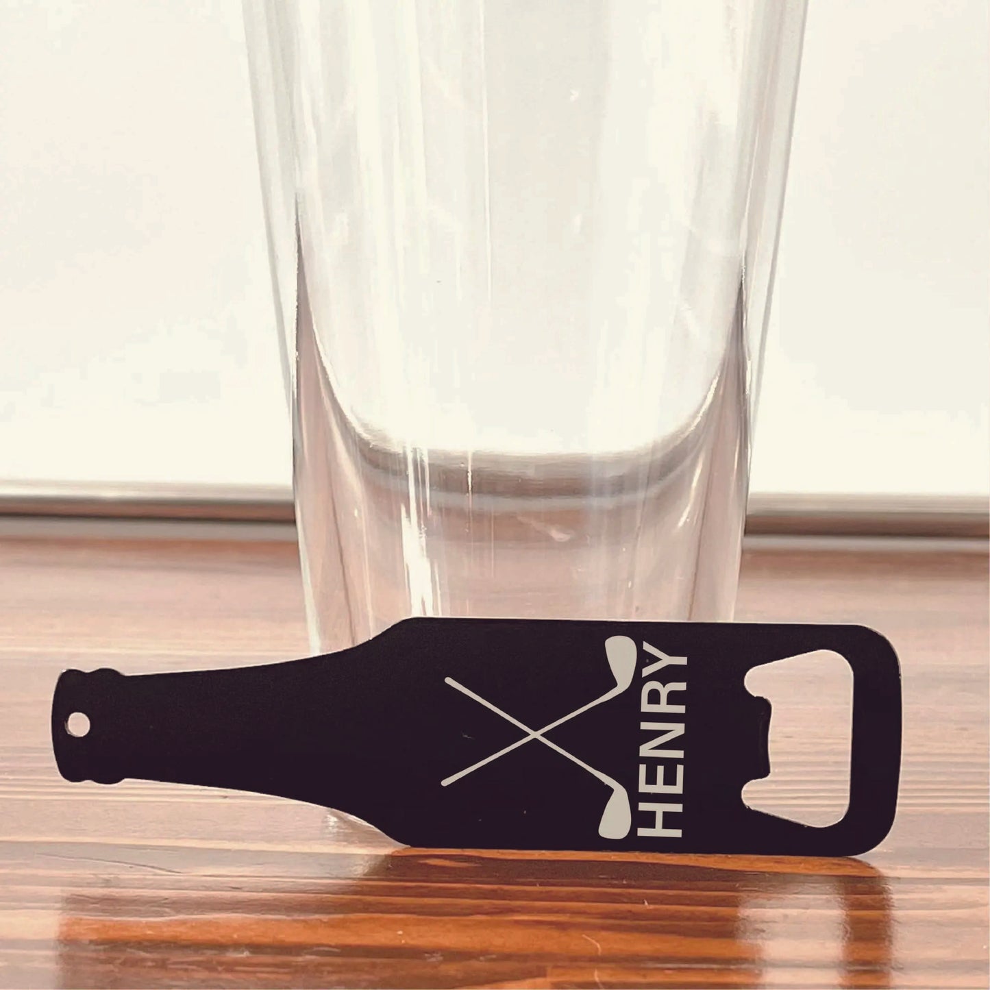 Custom Engraved Black Stainless Steel Flat Bottle Opener For Him, Golfer, Dad Wallet Beer Bottle Opener