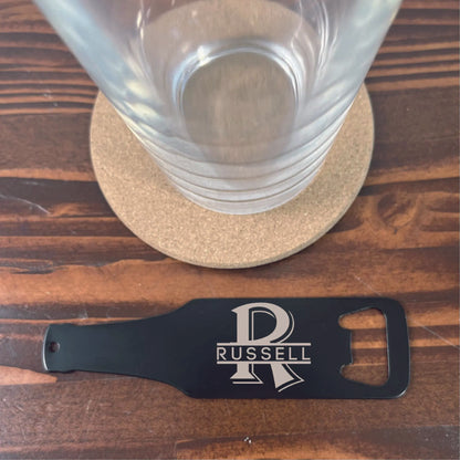 Custom Engraved Black Stainless Steel Flat Bottle Opener For Him, Golfer, Dad Wallet Beer Bottle Opener