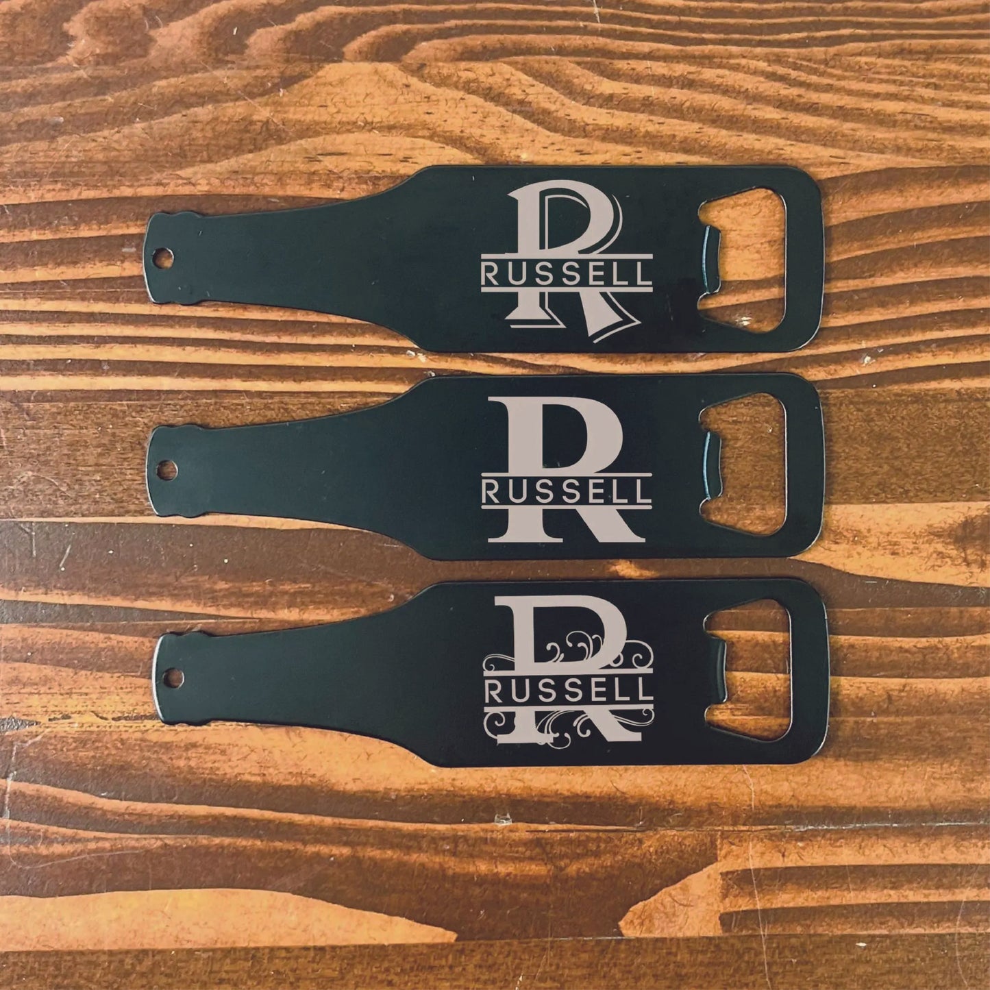 Custom Engraved Black Stainless Steel Flat Bottle Opener For Him, Golfer, Dad Wallet Beer Bottle Opener