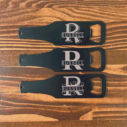 Custom Engraved Black Stainless Steel Flat Bottle Opener For Him, Golfer, Dad Wallet Beer Bottle Opener