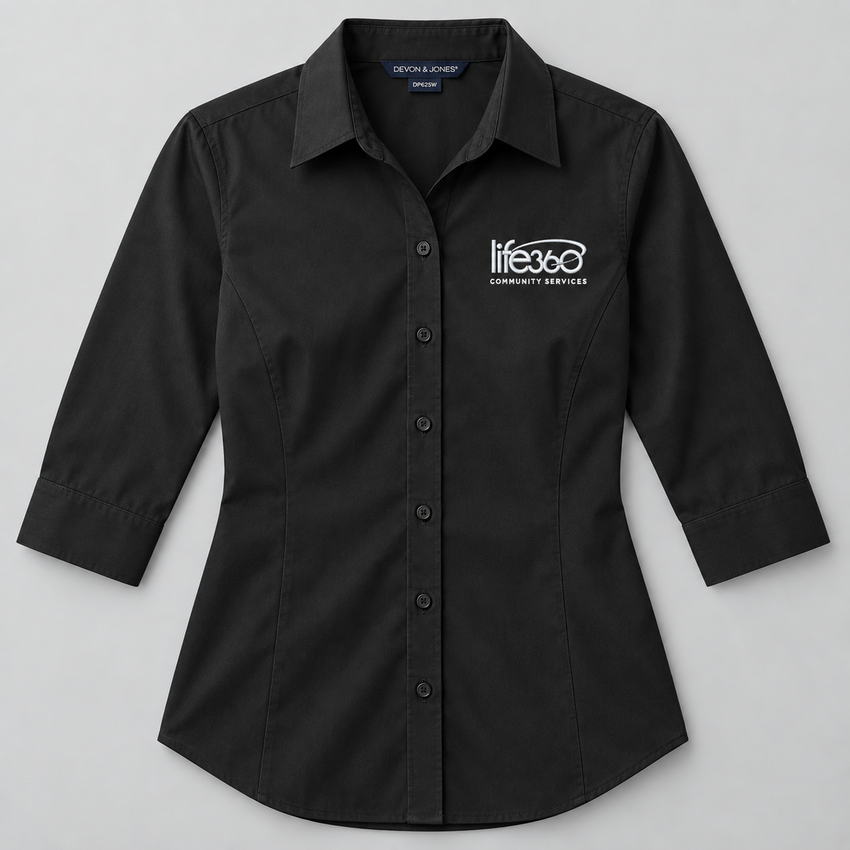 Life360 Women's Three-Quarter Sleeve Stretch Poplin Dress Shirt - DP625W