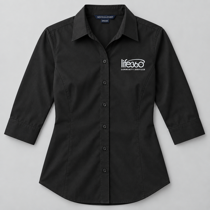 Life360 Women's Three-Quarter Sleeve Stretch Poplin Dress Shirt - DP625W