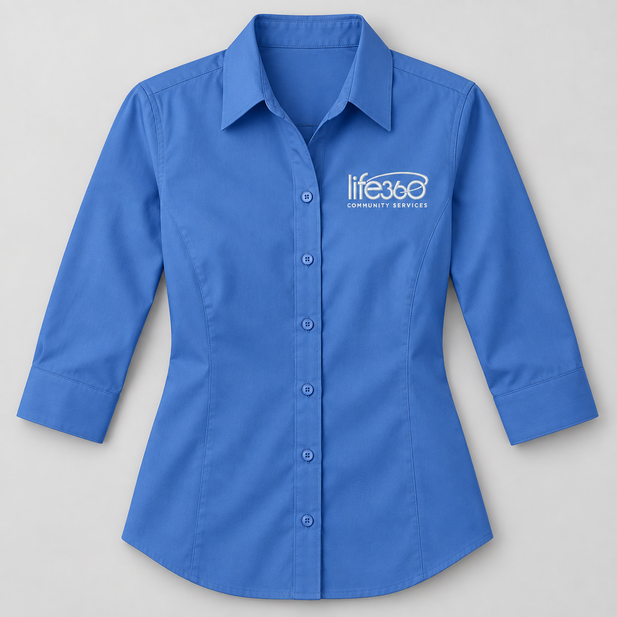 Life360 Women's Three-Quarter Sleeve Stretch Poplin Dress Shirt - DP625W