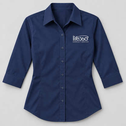 Life360 Women's Three-Quarter Sleeve Stretch Poplin Dress Shirt - DP625W