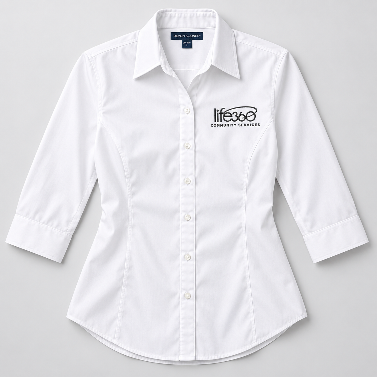 Life360 Women's Three-Quarter Sleeve Stretch Poplin Dress Shirt - DP625W