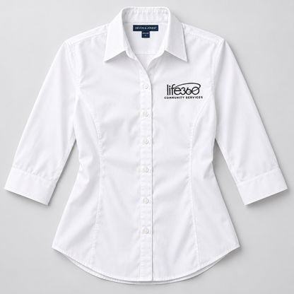 Life360 Women's Three-Quarter Sleeve Stretch Poplin Dress Shirt - DP625W