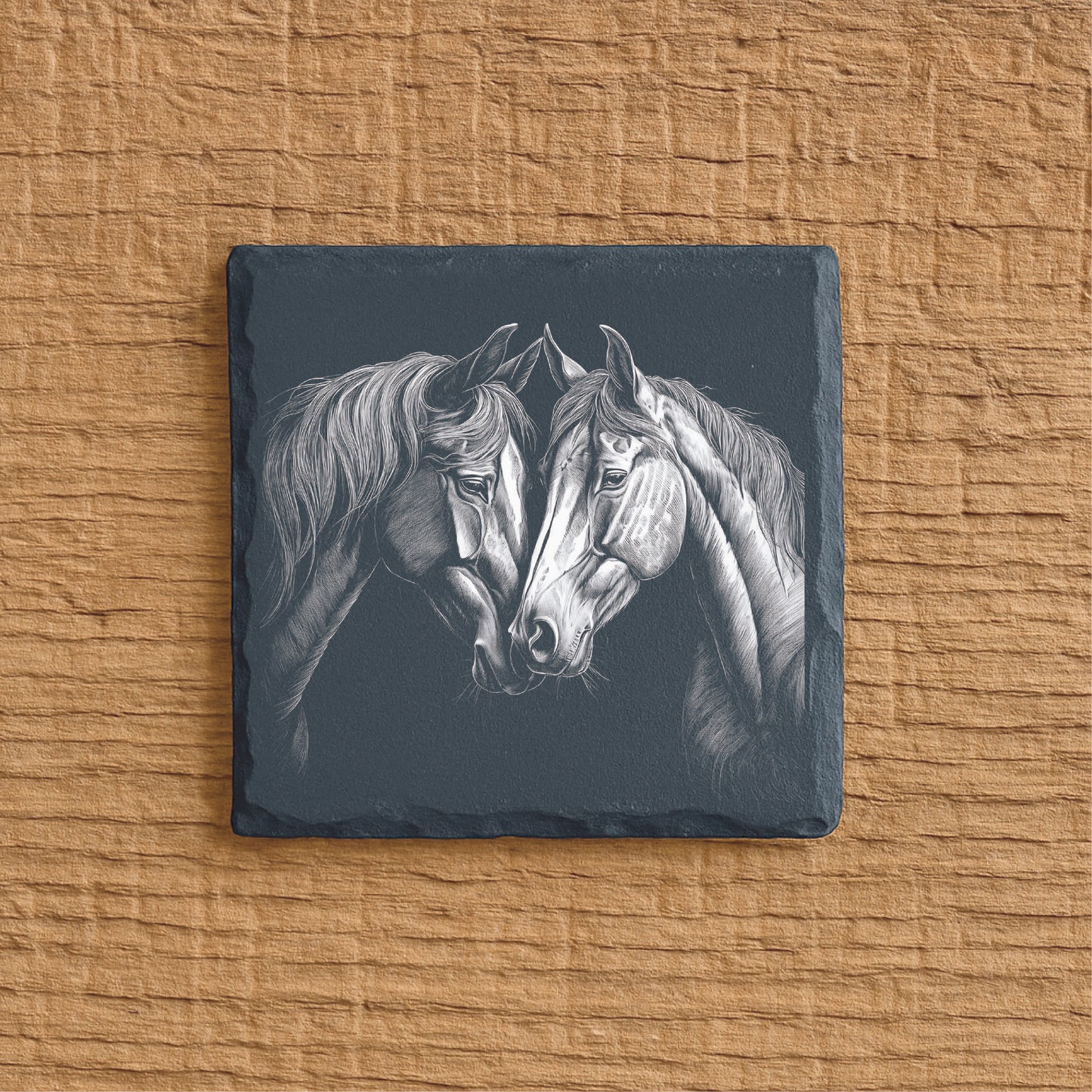 Personalized Horse Lover Slate Coaster (Set of 4), Personalized Slate Coaster, Custom Engraved with Your Favorite Horse Image