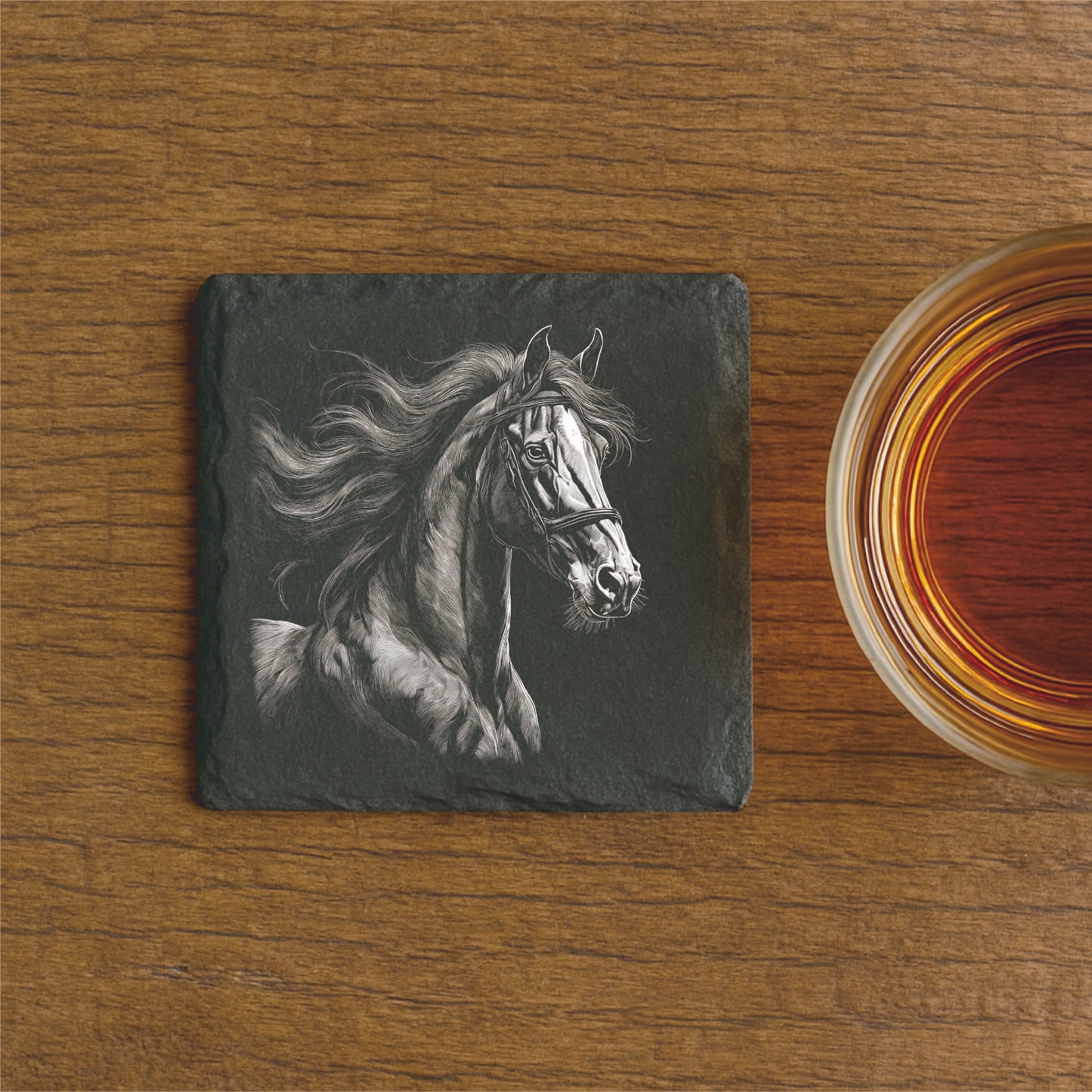 Personalized Horse Lover Slate Coaster (Set of 4), Personalized Slate Coaster, Custom Engraved with Your Favorite Horse Image