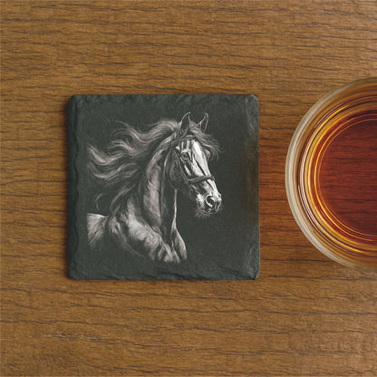 Personalized Horse Lover Slate Coaster (Set of 4), Personalized Slate Coaster, Custom Engraved with Your Favorite Horse Image