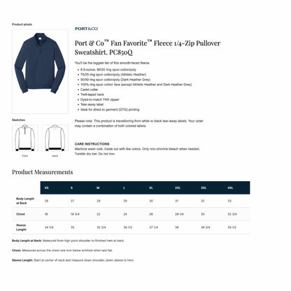 JK Equestiran Port & Co™ Fan Favorite™ & Fleece 1/4-Zip Pullover Sweatshirt
