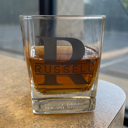 10.5 oz Personalized Square Whiskey Glass