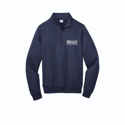 Life360 Port & Co Core Fleece 1/4-Zip Pullover Sweatshirt PC78Q (embroidered)