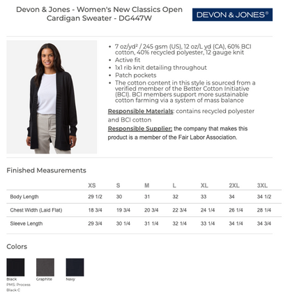 Life360 Women's Open Cardigan Sweater - DG447W