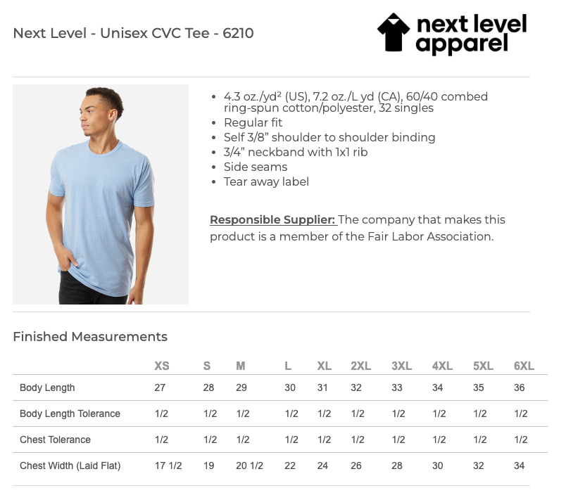 LR NE1 Next Level Unisex CVC Tee - 6210