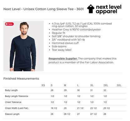LR NE2 Next Level Unisex Long Sleeve Tee - 3601