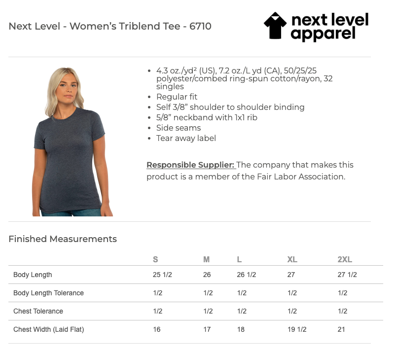 KML Farms Next Level Women’s Triblend Tee - 6710