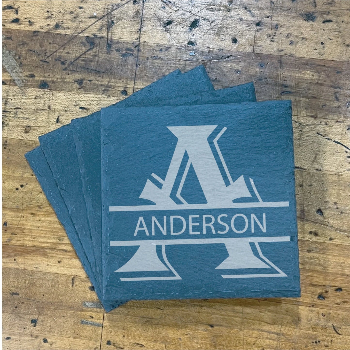 Personalized Monogram Slate Coaster, Custom Christmas Gift, Wedding Gift Idea, House Warming Gift Idea, Custom Slate Coaster Monogram